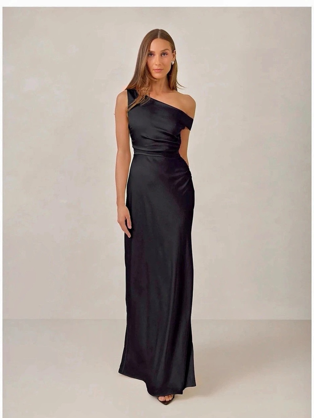 One-Shoulder Black Maxi Dress- Savannah